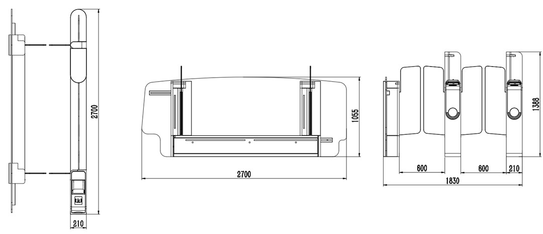 Product Dimensions of boarding gate