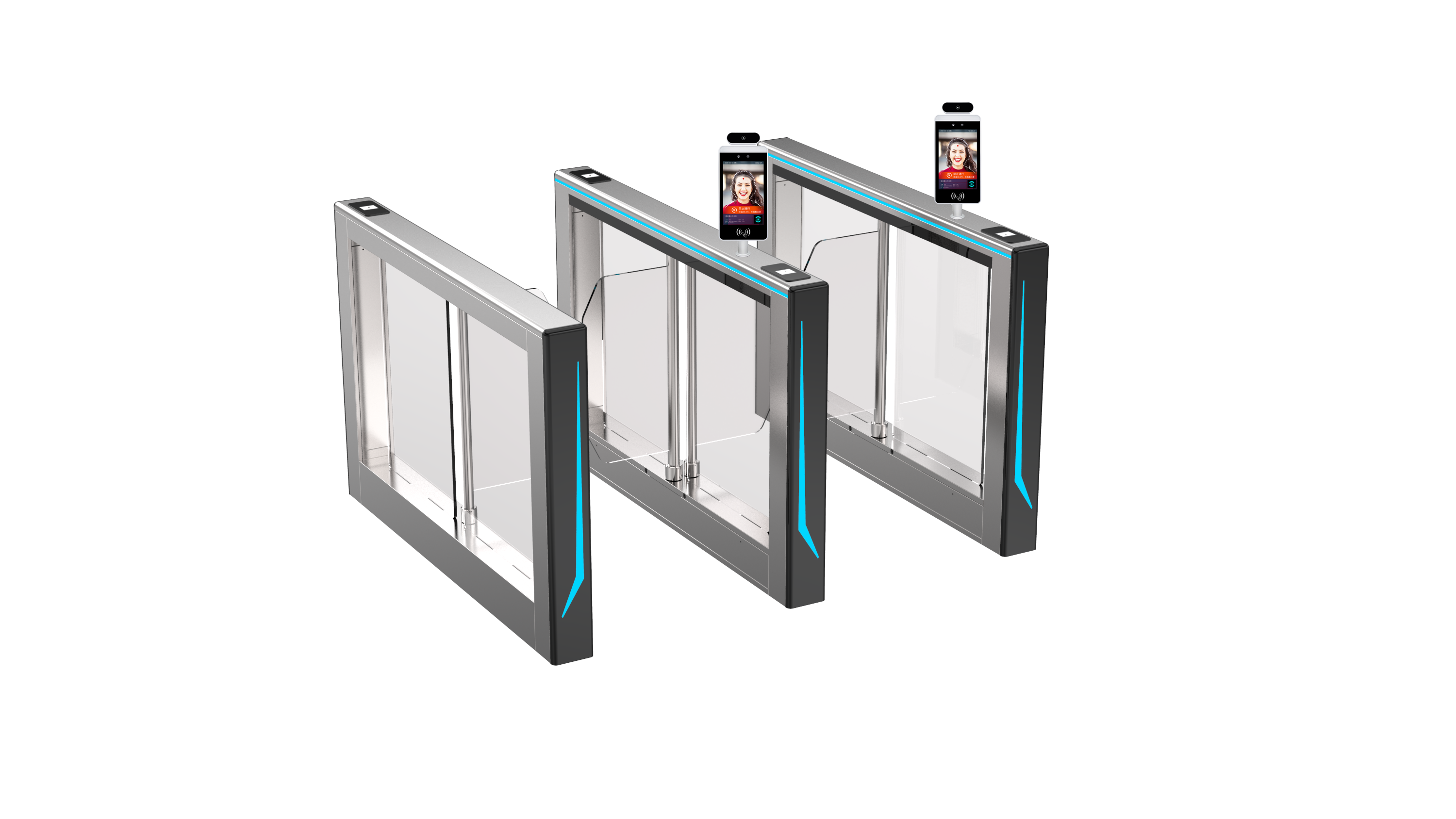 Speed gate with facial recognition terminal