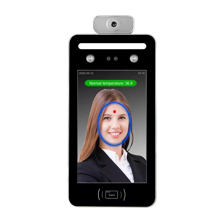 Temperature dynamic face recognition terminal for turnstile (ID card Temperature) Front